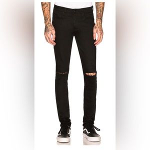 NEW KSUBI 33W Van Winkle Ace Black Slice skinny jeans knee rips